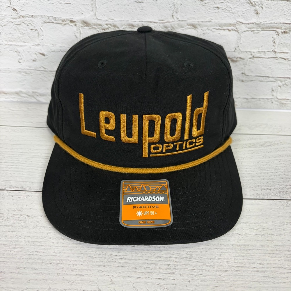 LEUPOLD Optics Retro Roper Black Gold Hat Cap Snapback NWT Free Shipping